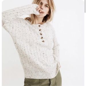 NWT Madewell Donegal Bowden Henley Sweater in Coziest Yarn Oatmeal Fleck Sz XS